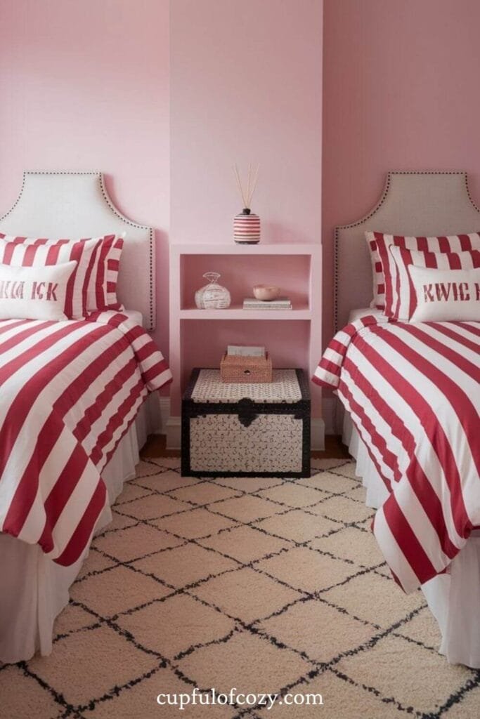 Candy Stripe Bedroom for Twins Girls