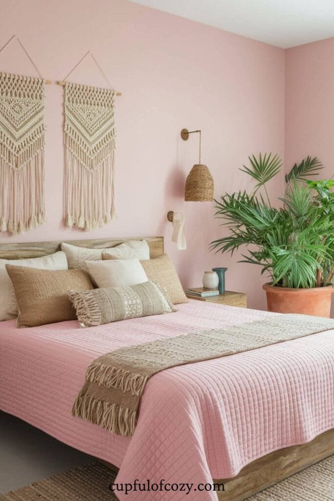 Pink Tones with Natural Elements Bedroom