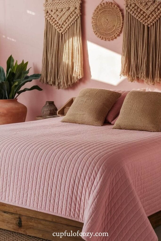 Pink Tones with Natural Elements Bedroom