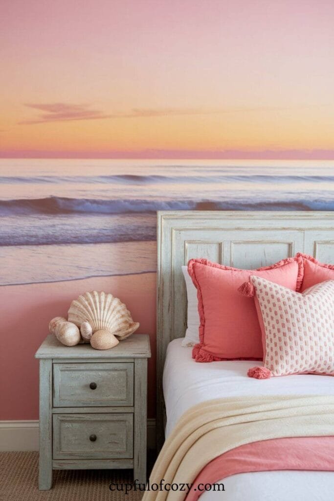 Seashells and Sunset Hues Bedroom