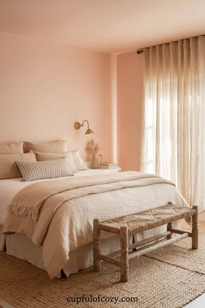 Soft Pink and Sandy Beige Bedroom