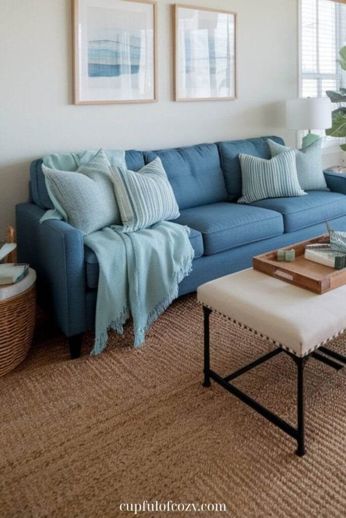 Aqua Throw Blanket Living Room