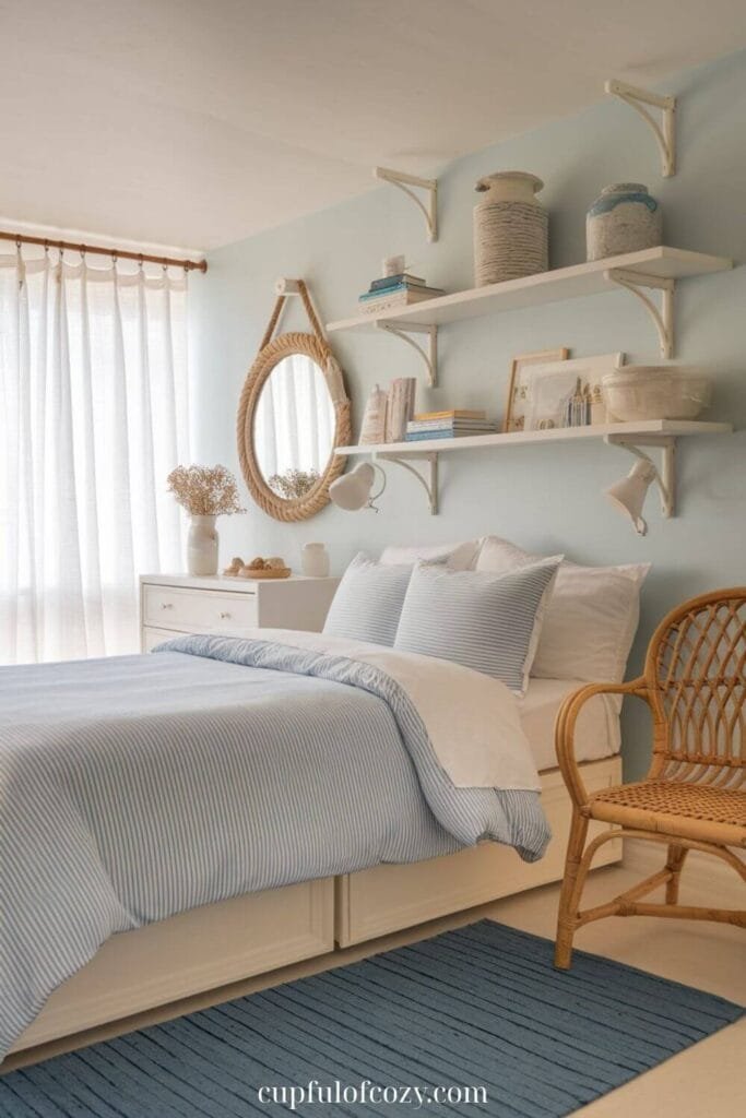 Blue Stripe Cottage Bedroom