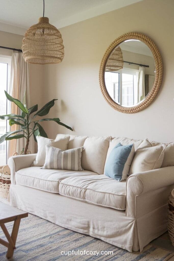 Breezy Beige Living Room with Rope Flair