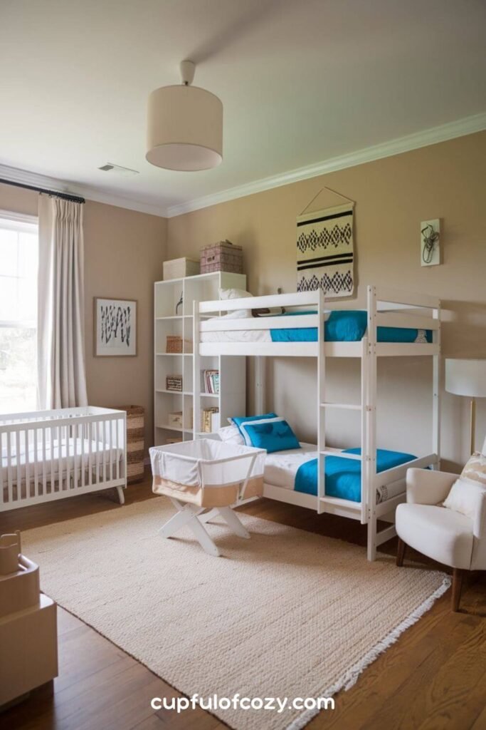 Bunk Bed with Baby Bassinet Below