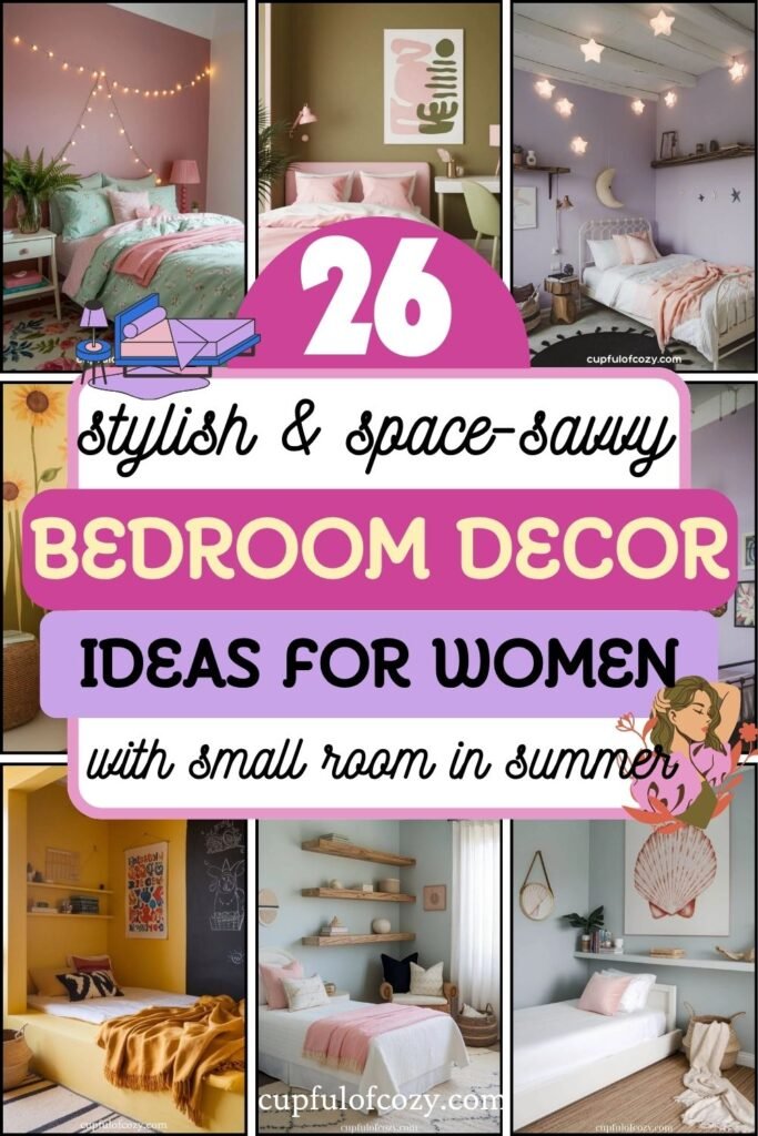 Chic and Space-Savvy Bedroom Decor Ideas for Women with Small Rooms in Summer (3)