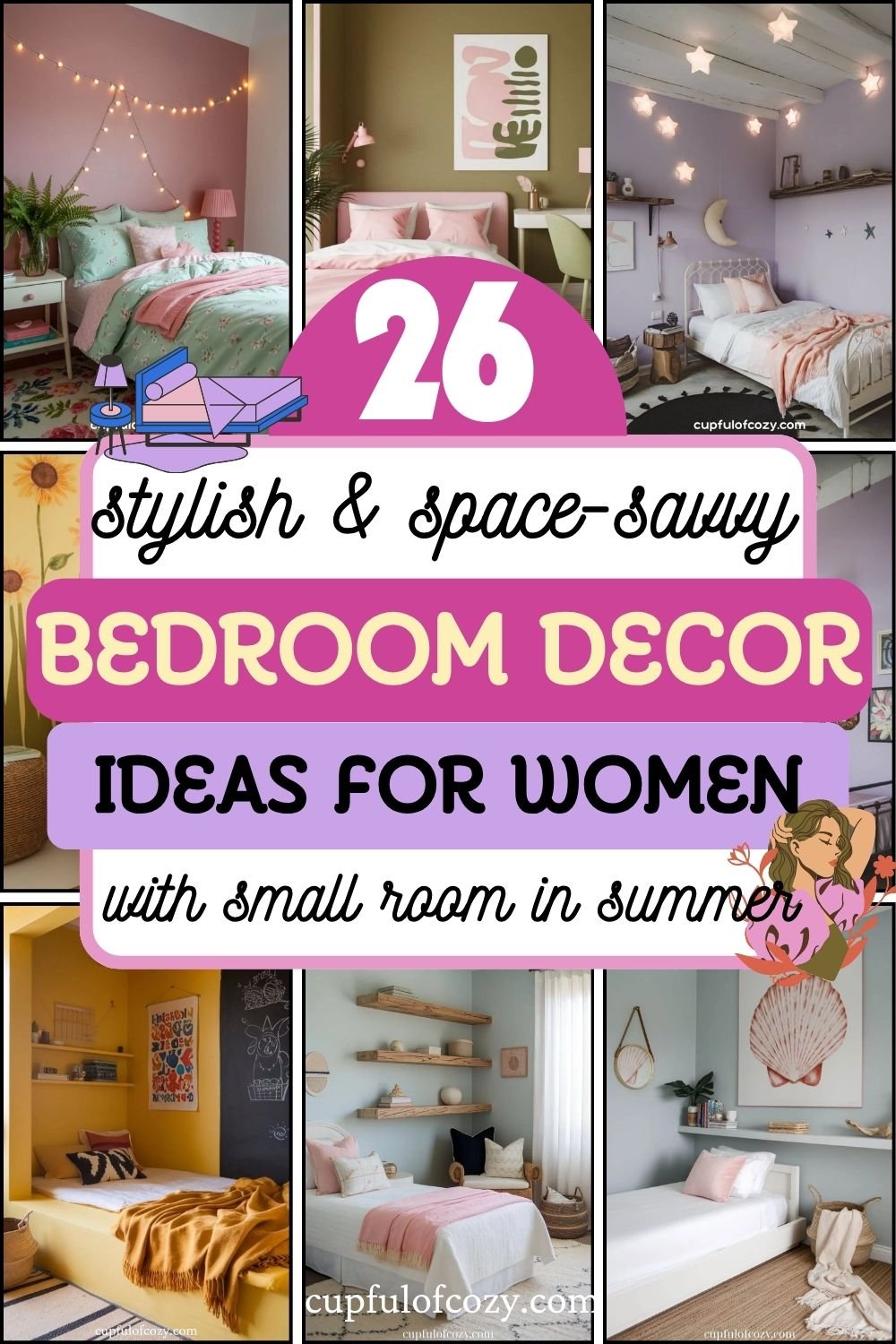 Chic and Space-Savvy Bedroom Decor Ideas for Women with Small Rooms in Summer (3)