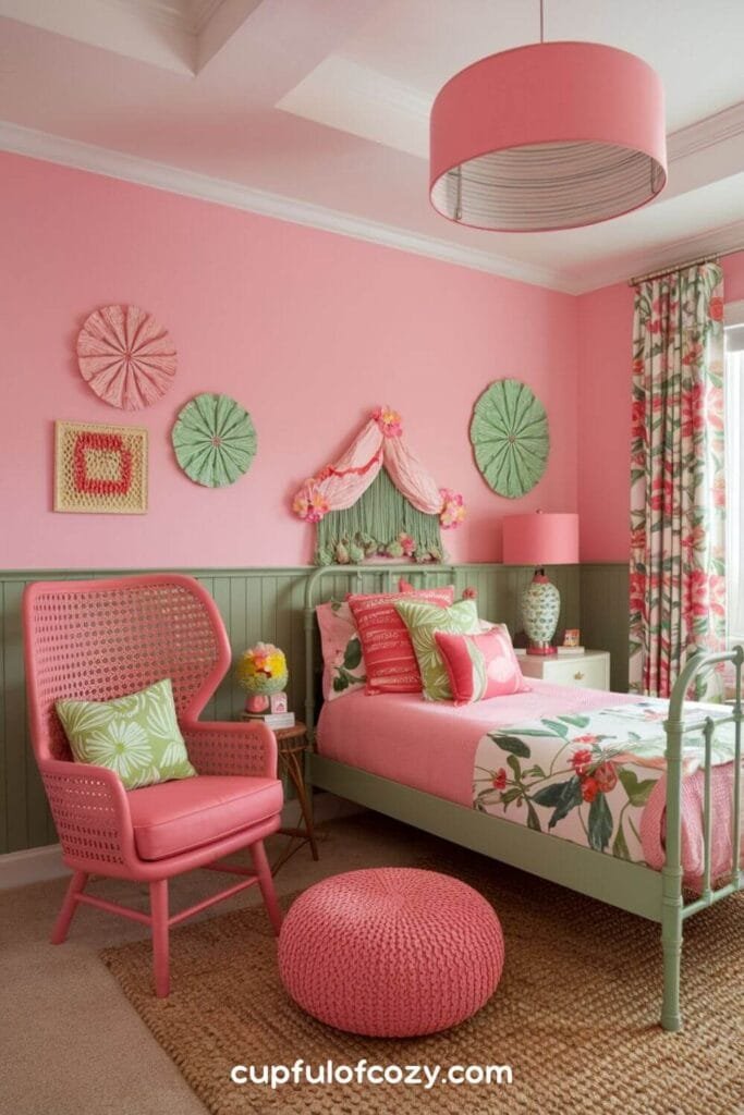 Coral and Mint Summer Bloom Bedroom