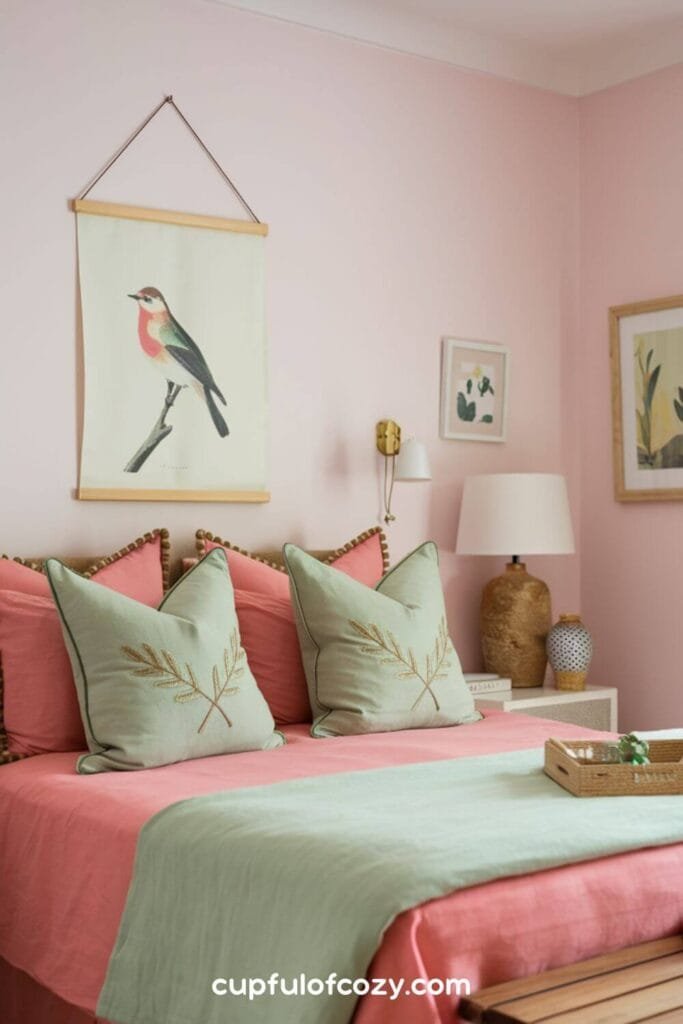 Coral and Sage Woodland Whimsy Bedroom