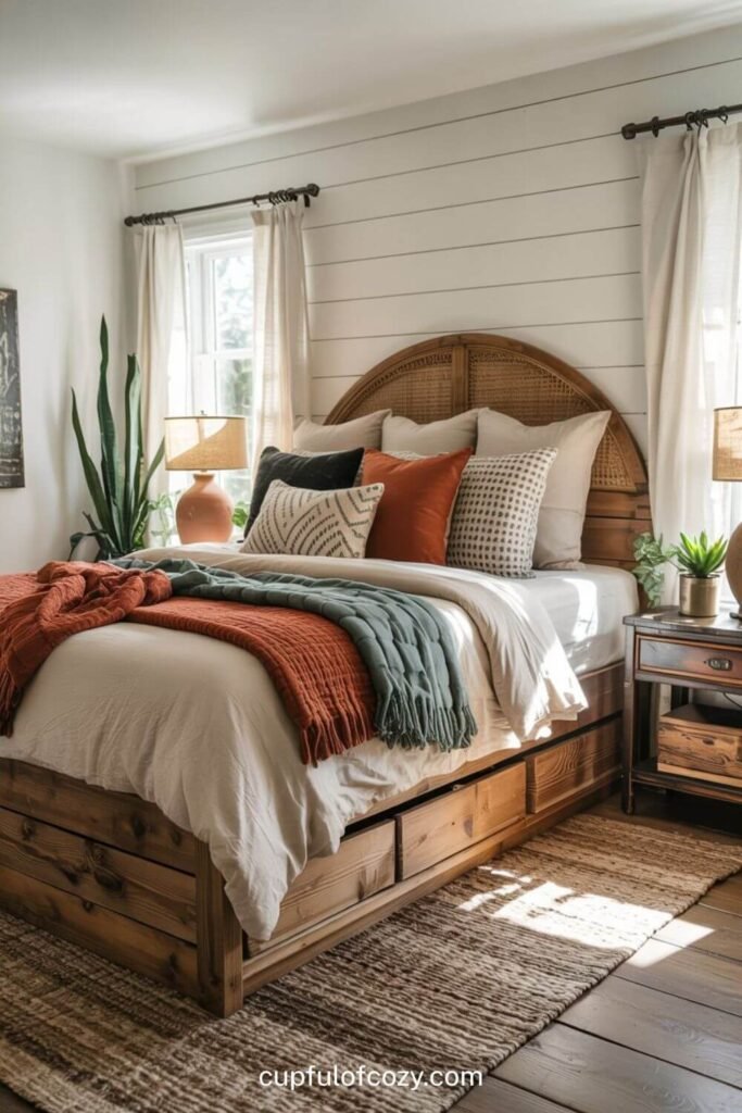Cozy Boho Farmhouse Bedroom
