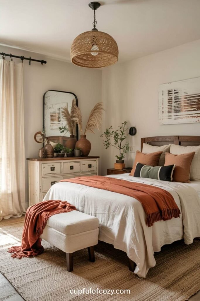 Cozy Boho Farmhouse Bedroom (8)