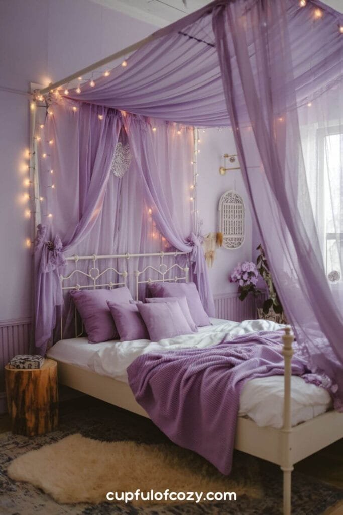 Cozy Lavender Canopy Bedroom (2)