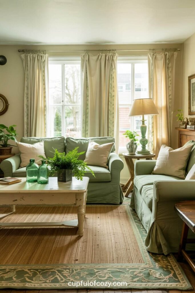 Cream Sisal Rug with Green Border