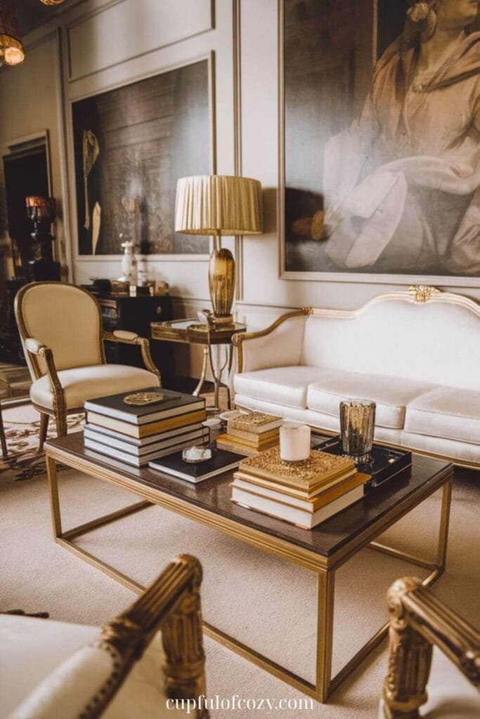 Gilded Book Stack Living Room