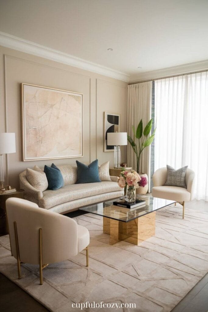 Glass Coffee Table with Gold Legs
