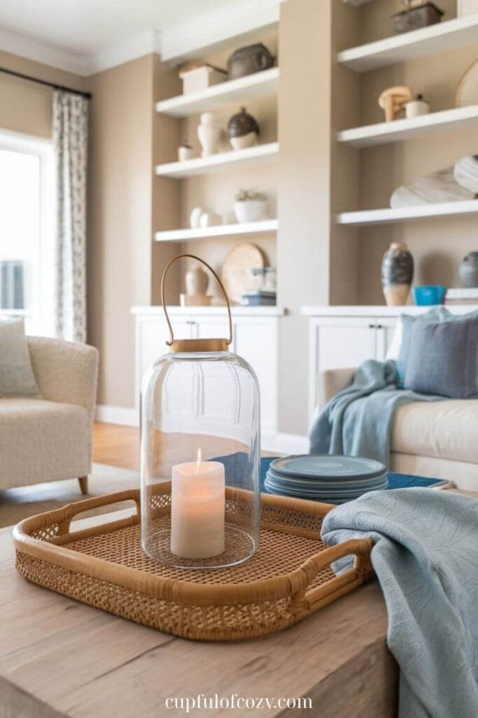 Glass Lantern Coastal Living Room