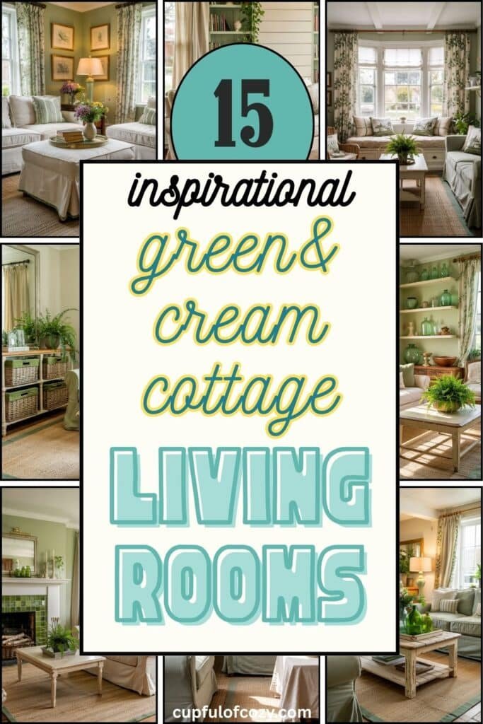 Green and Cream Cottage Living Room Ideas