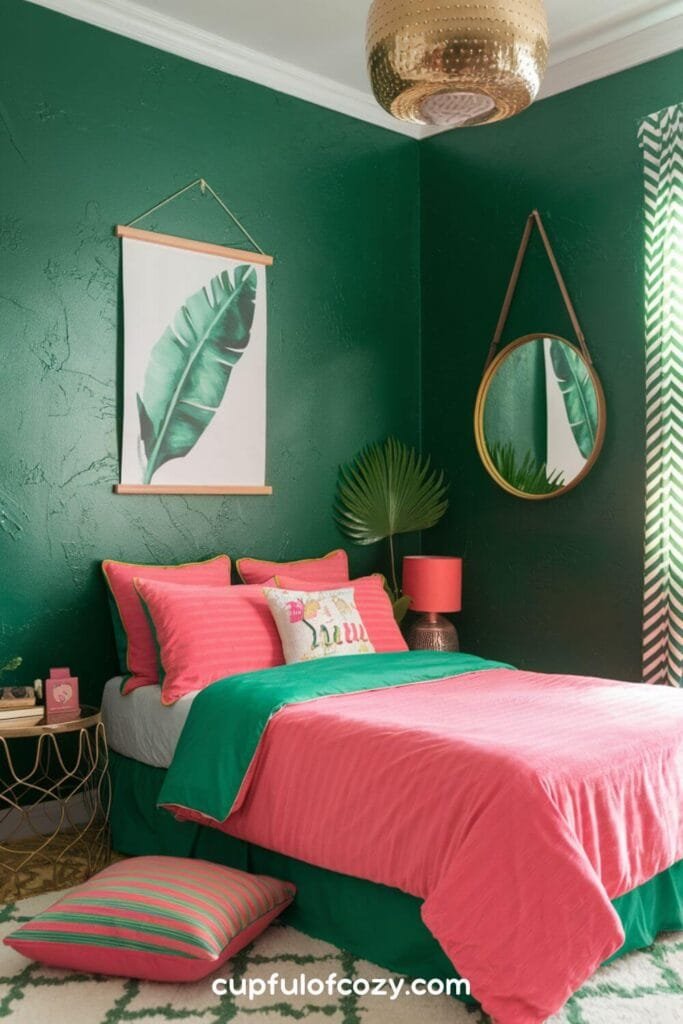 Hot Pink and Emerald Jungle Pop Bedroom