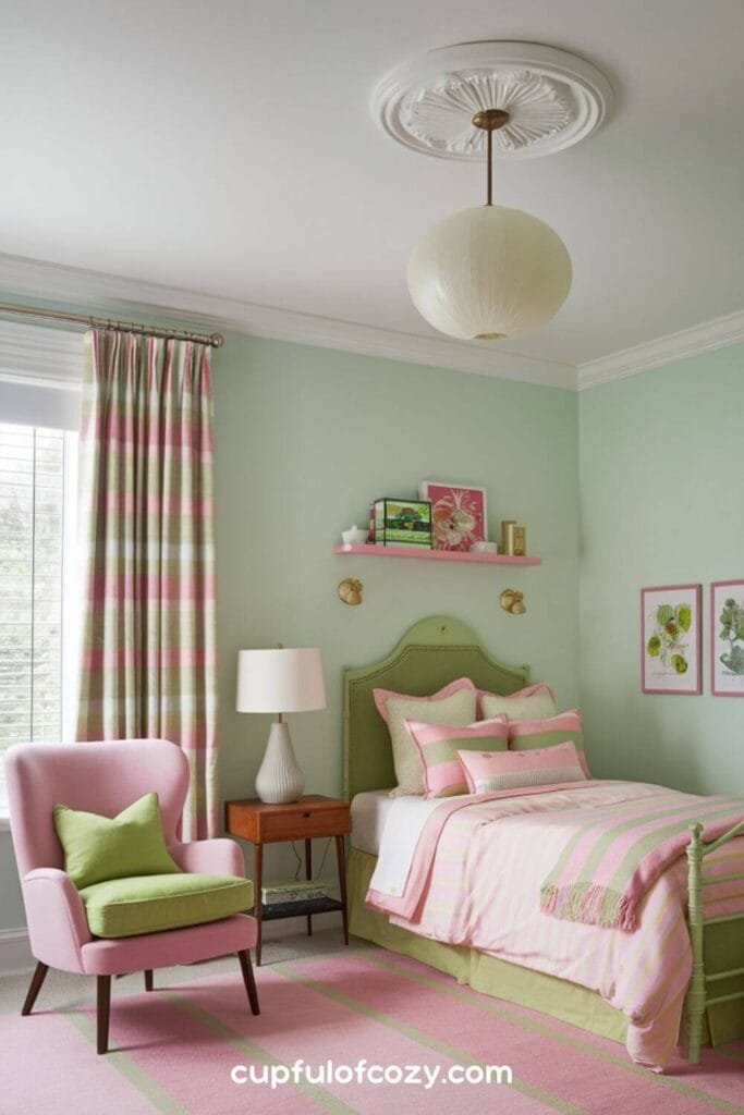 Hot Pink and Mint Retro Jungle Bedroom