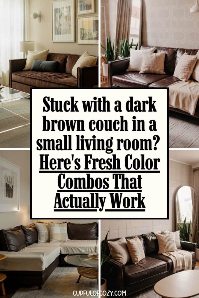 How to Modernize a Traditional Dark Brown Couch in a Small Living Room to Open It Up & Make It Look Brighter (4)