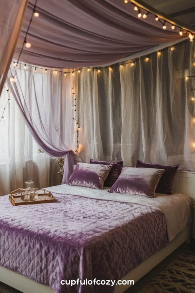 Lavender Fairy Light Bedroom
