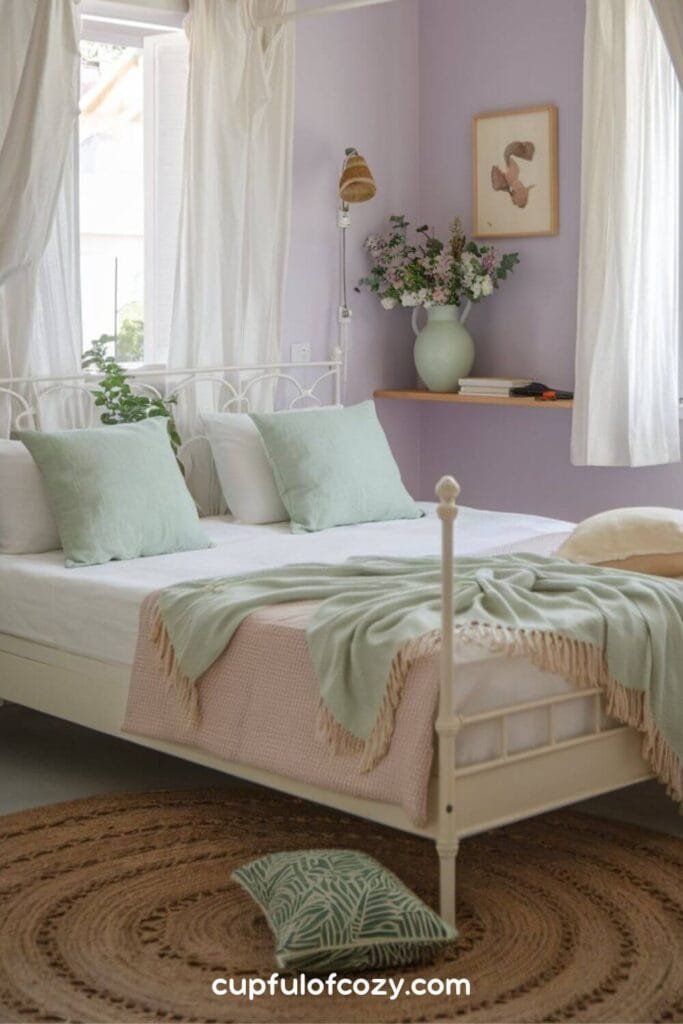 Lavender and Mint Accents Bedroom