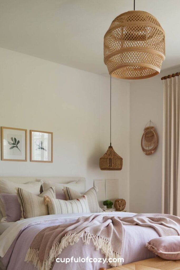 Lavender and Sandy Beige Bedroom