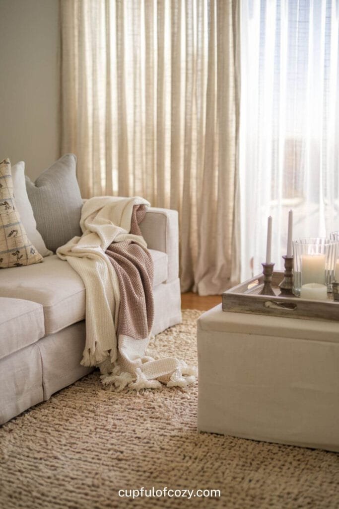 Layered Beige Escape with Shaggy Comfort Living Room
