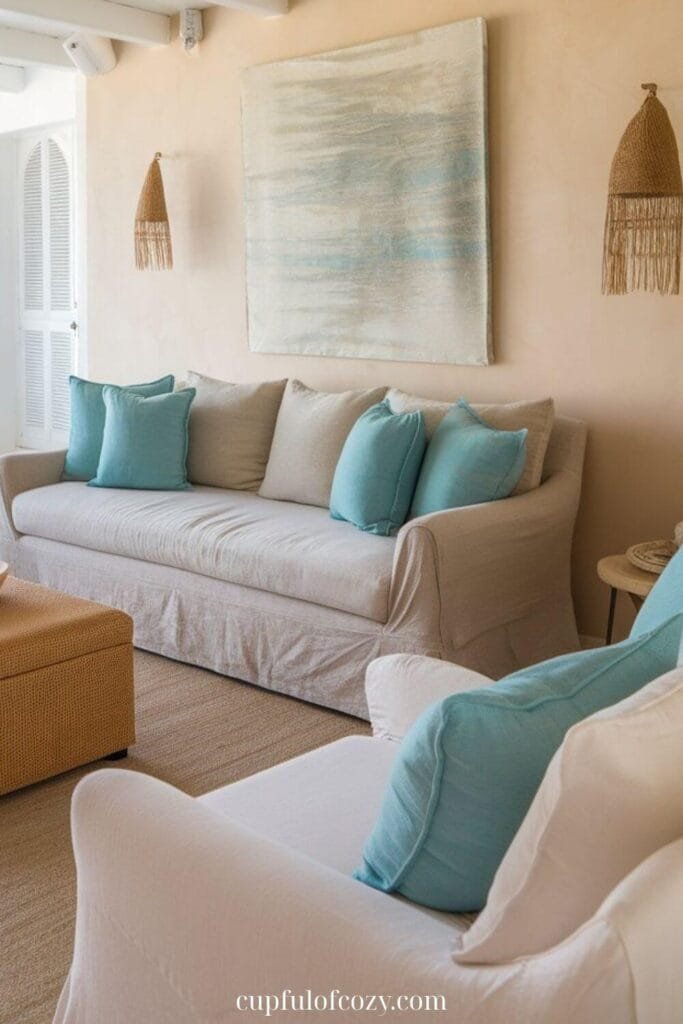 Linen Sofa Coastal Living Room