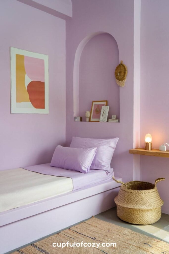 Minimal Lavender Glow Bedroom