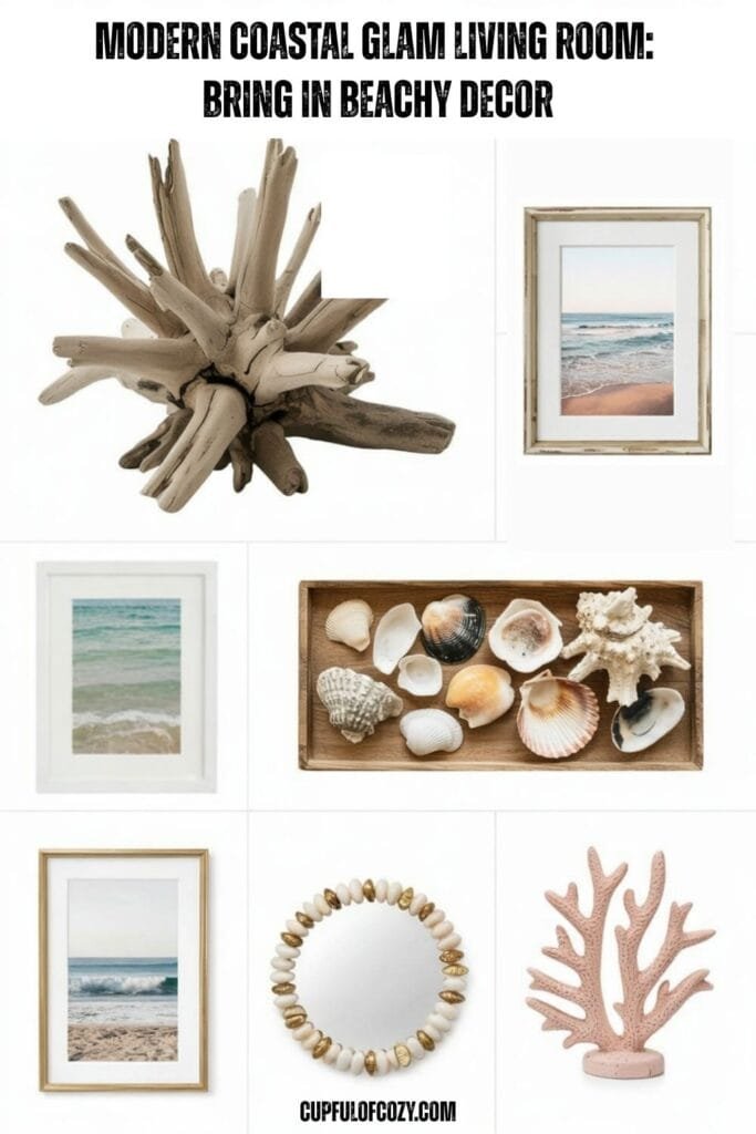 Modern Coastal Glam Living Room Bring in Beachy Decor