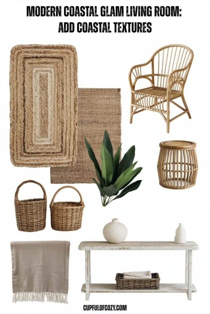 Modern Coastal Glam Living Room_ Add Coastal Textures