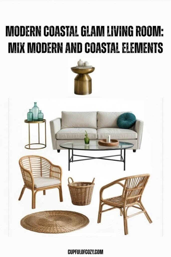 Modern Coastal Glam Living Room_ Mix Modern and Coastal Elements