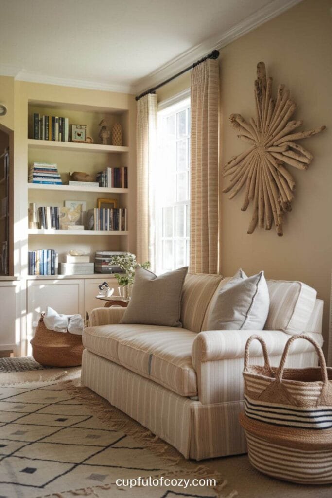 Nautical Beige Den with Rope Living Room