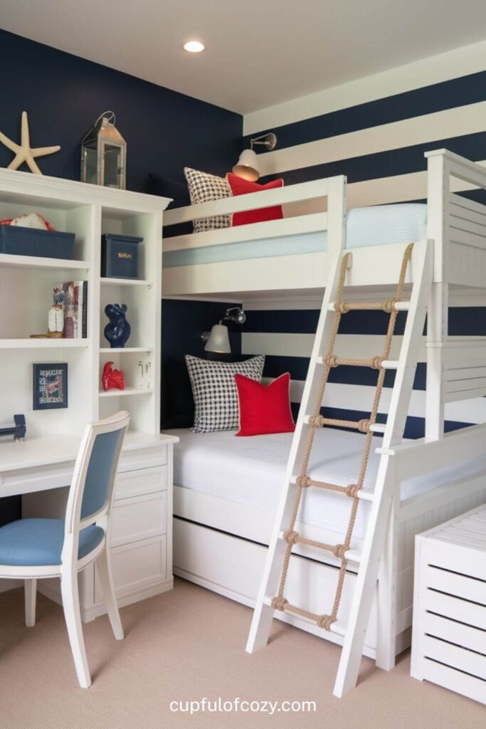 Nautical Navy and White Bunk Beds That POP (2)