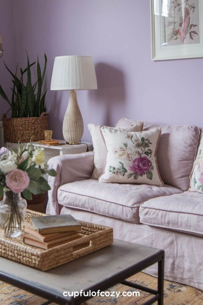 Pale Florals and Woven Trays