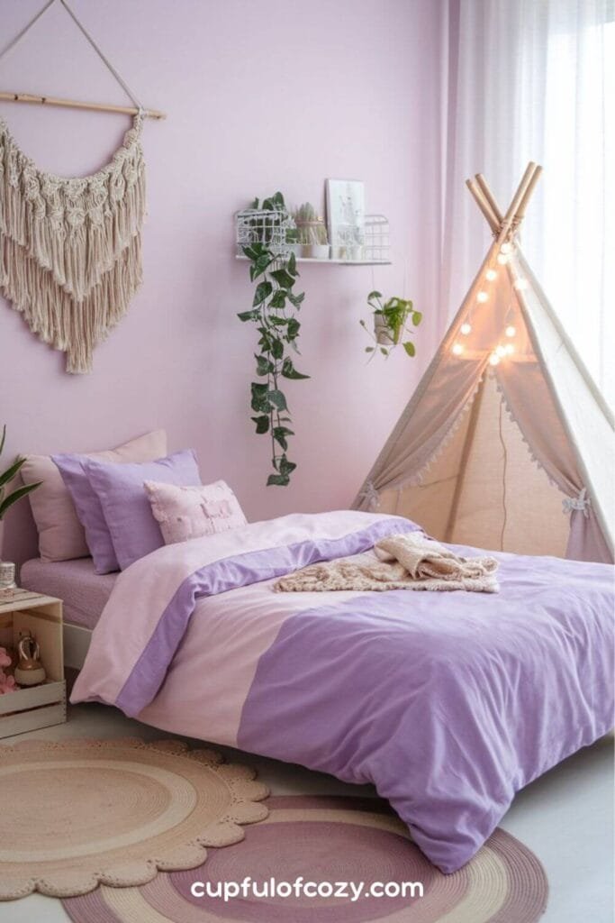 Pastel Lavender Boho Bedroom