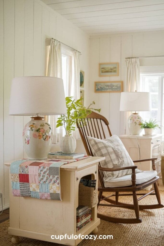 Patchwork Runner and Ceramic Lamps