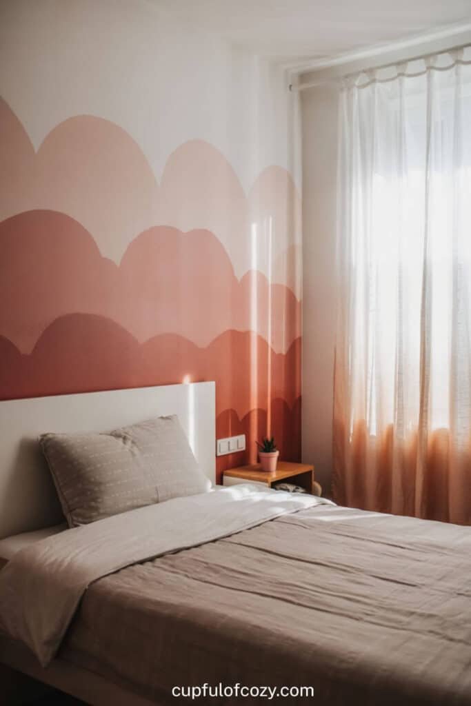 Pink Gradient Painted Accent Wall