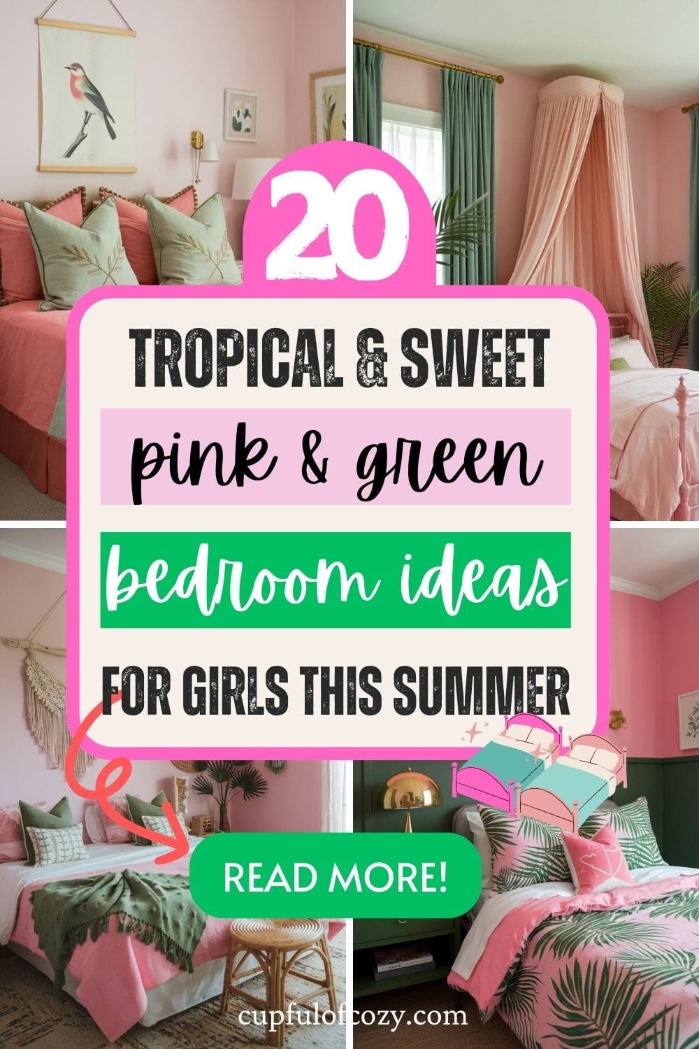Pink and Green Bedroom for Summer (2)