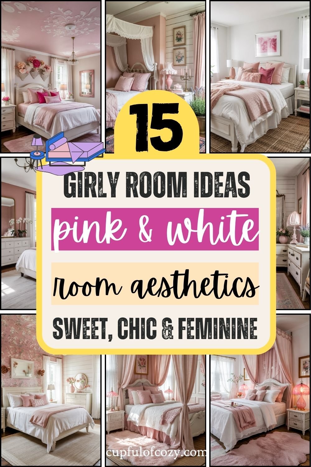 15 Girly Pink and White Bedroom Ideas That Are Sweet, Chic & Feminine