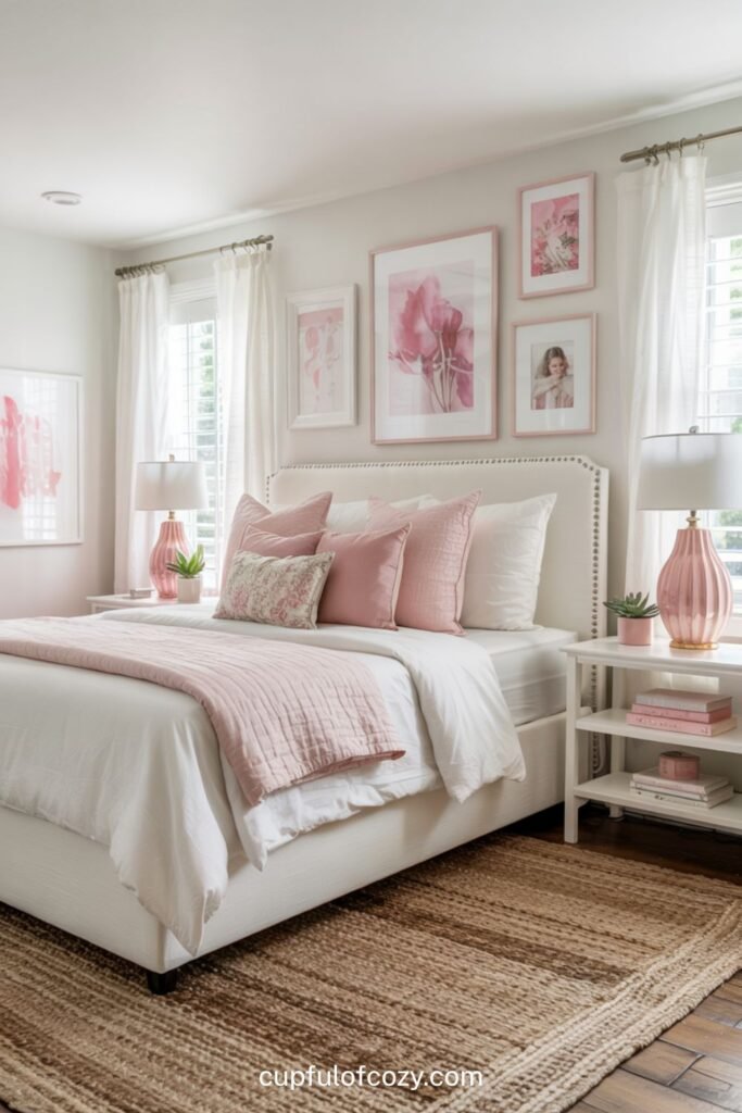 Pretty Pink and White Gallery Wall