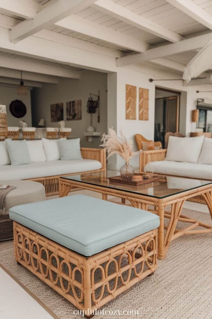 Rattan Ottoman Chill Living Room
