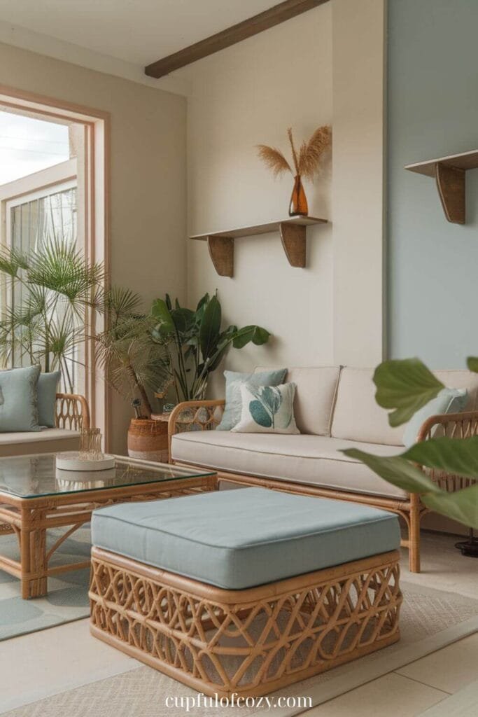 Rattan Ottoman Chill Living Room