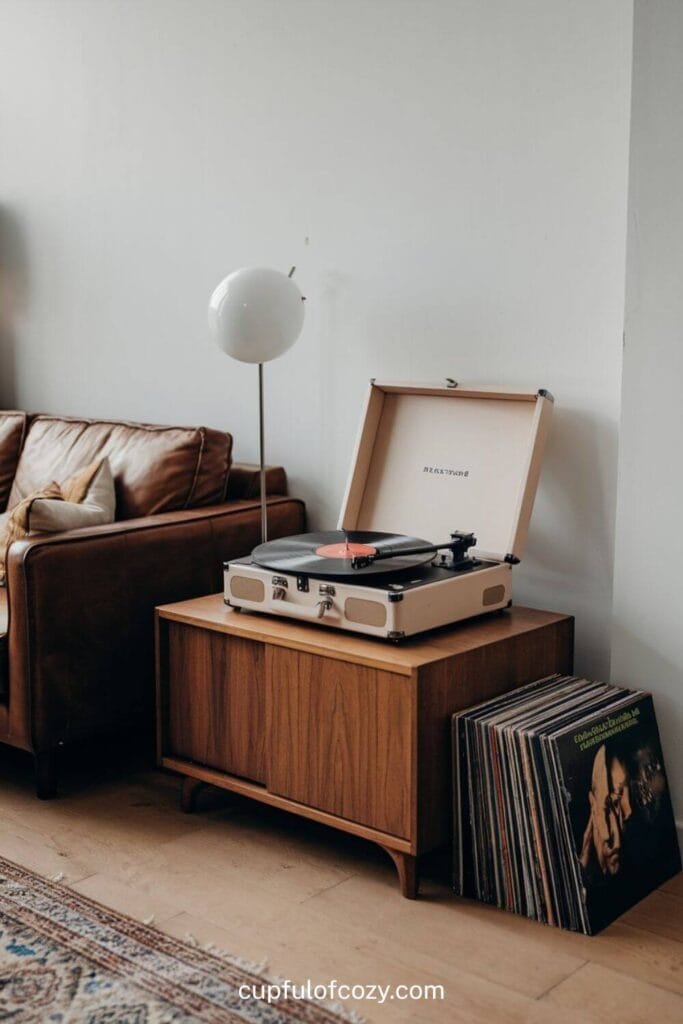 Retro Record Player for Vinyl-Inspired Minimalist Vintage Living Room