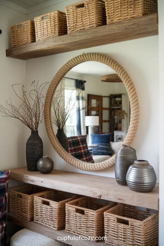 Rope-Wrapped Mirror for Nautical Rustic Flair