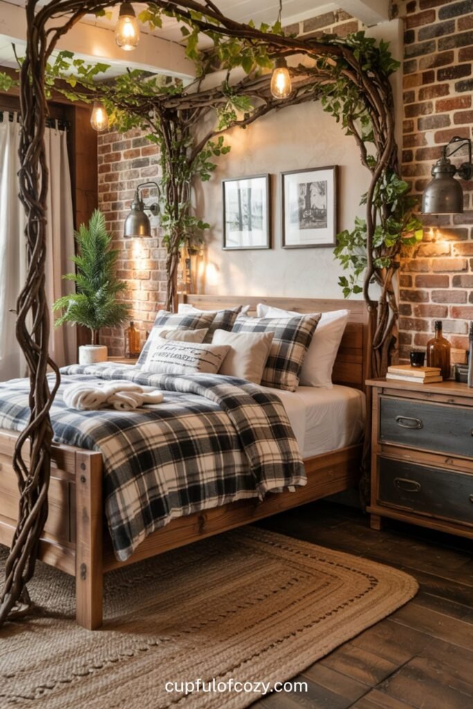 Rustic Grapevine Canopy Bedroom