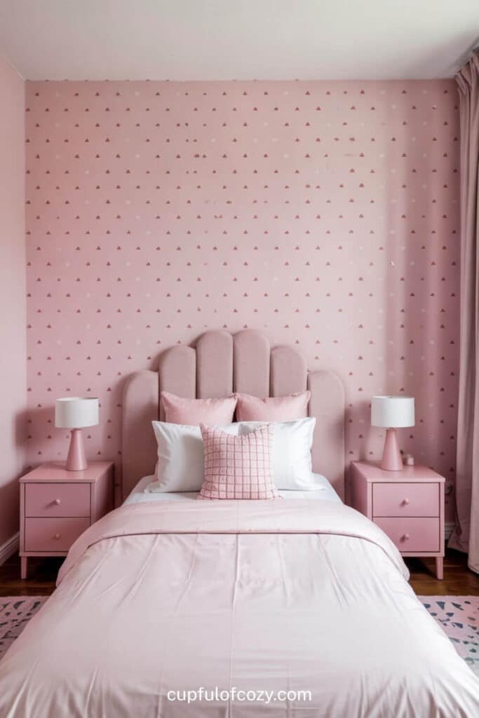 Scandinavian-Style Pink Wallpaper with Minimal Pattern