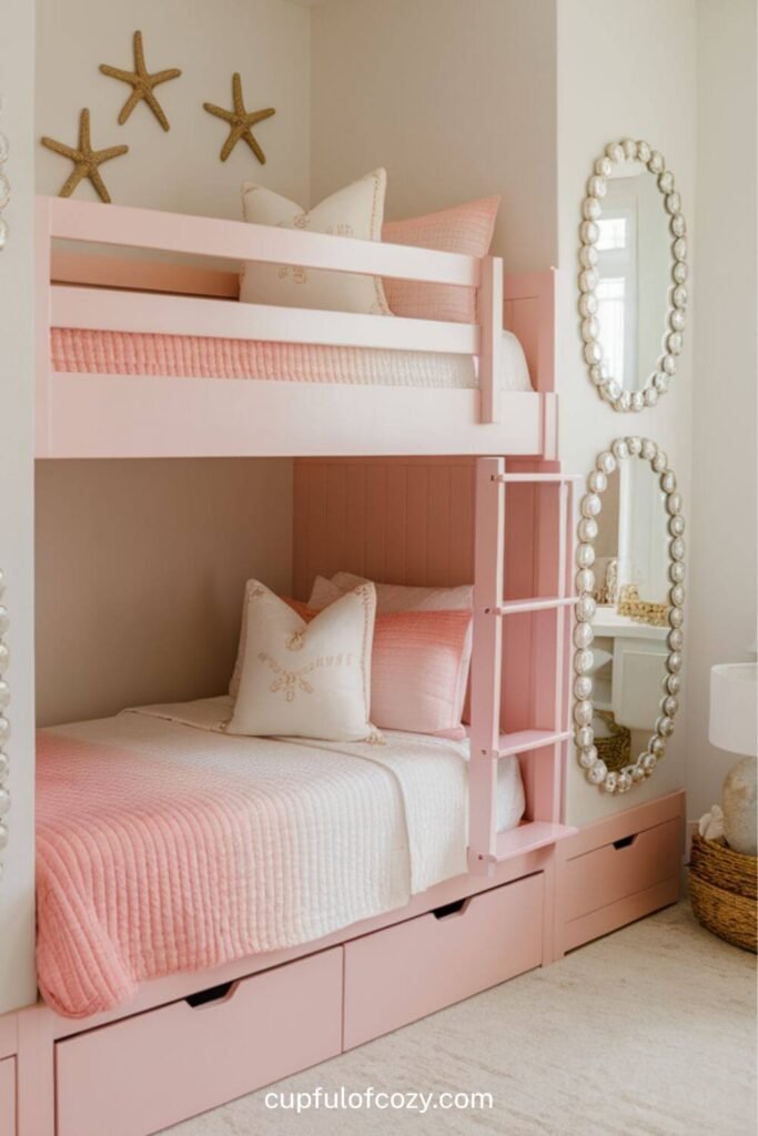 Seashell Pink Bunk Beds For Girly Beach Lovers