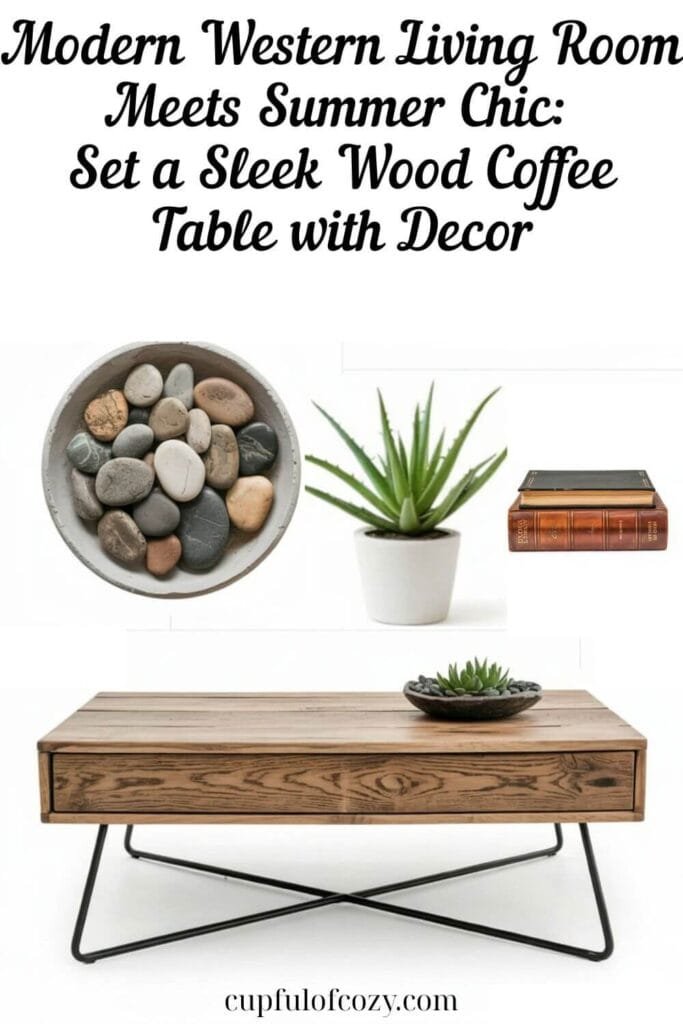 Set a Sleek Wood Coffee Table with Decor